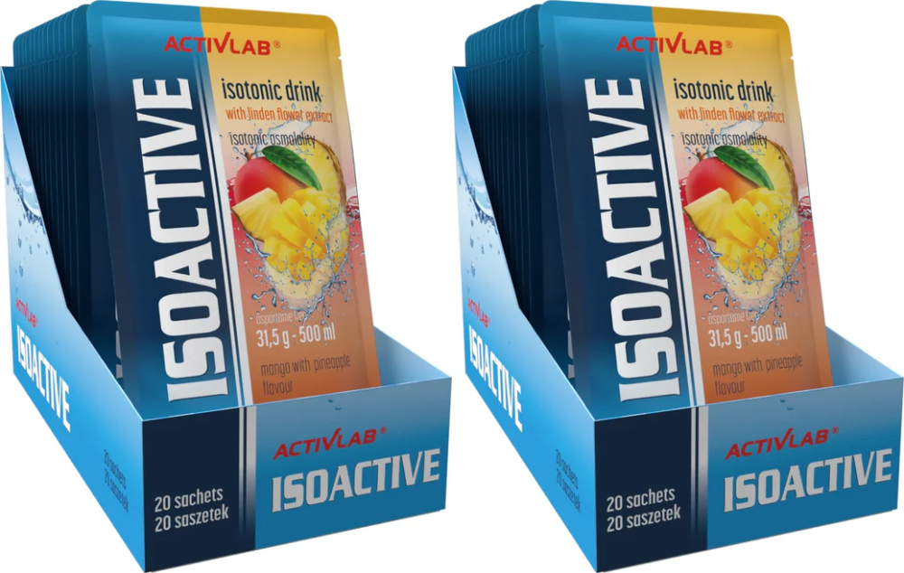 2x Napój izotoniczny Activlab Isoactive, w saszetkach, mango/ananas, 20 sztuk x 31.50g