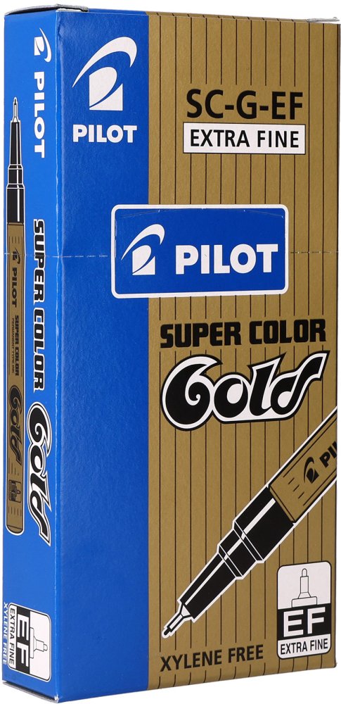 12x Marker olejowy Pilot, Super Color Extra Fine, okrągła, 1mm, złoty