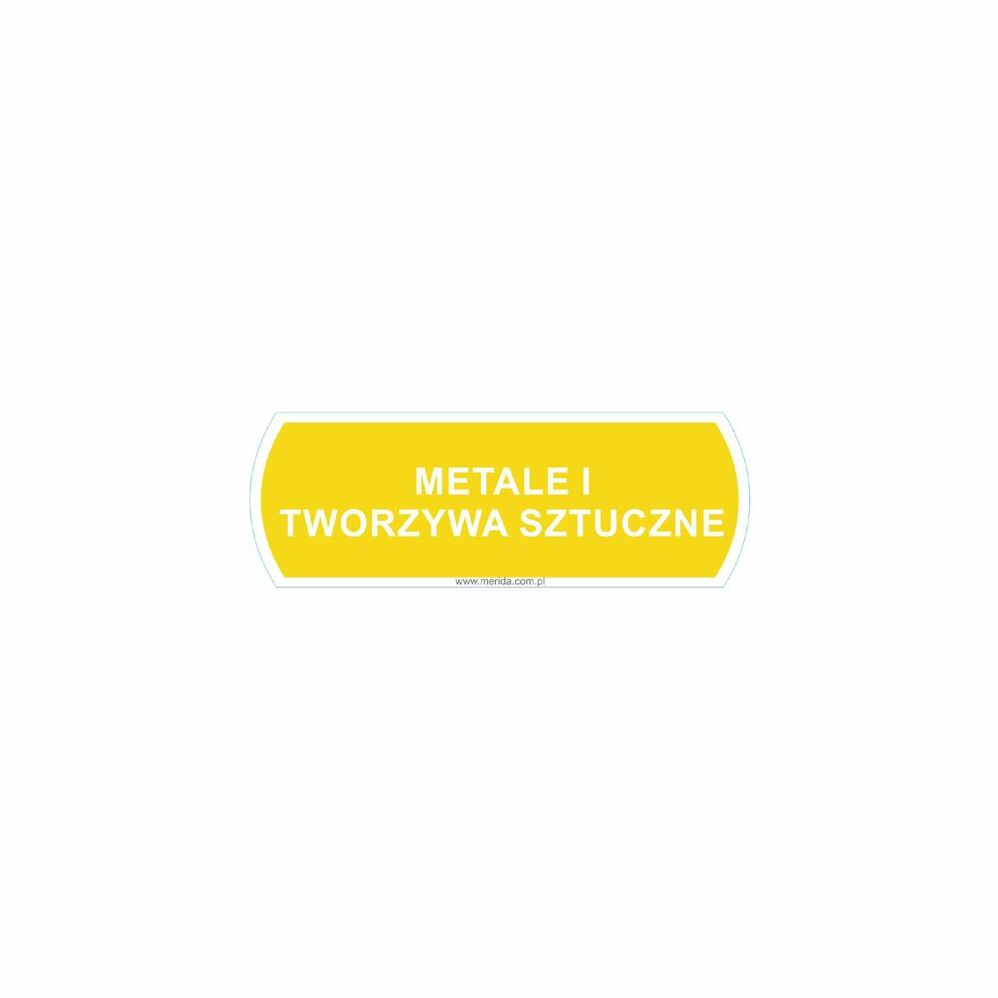 Etykieta (naklejka) na kosz do segregacji Merida DX671, "plastik i metal", 10x3.5cm, żółty, 1 sztuka