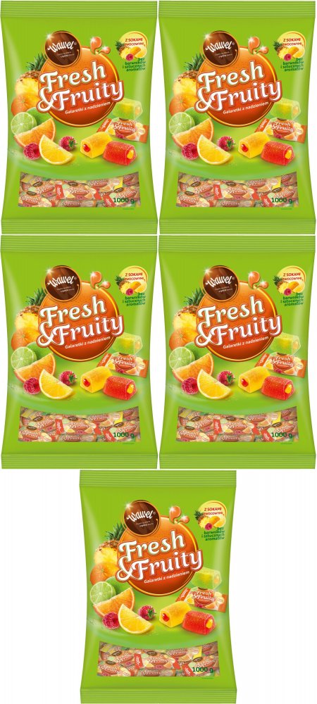 5x Galaretki Wawel Fresh&Fruity, mix owocowy, 1kg