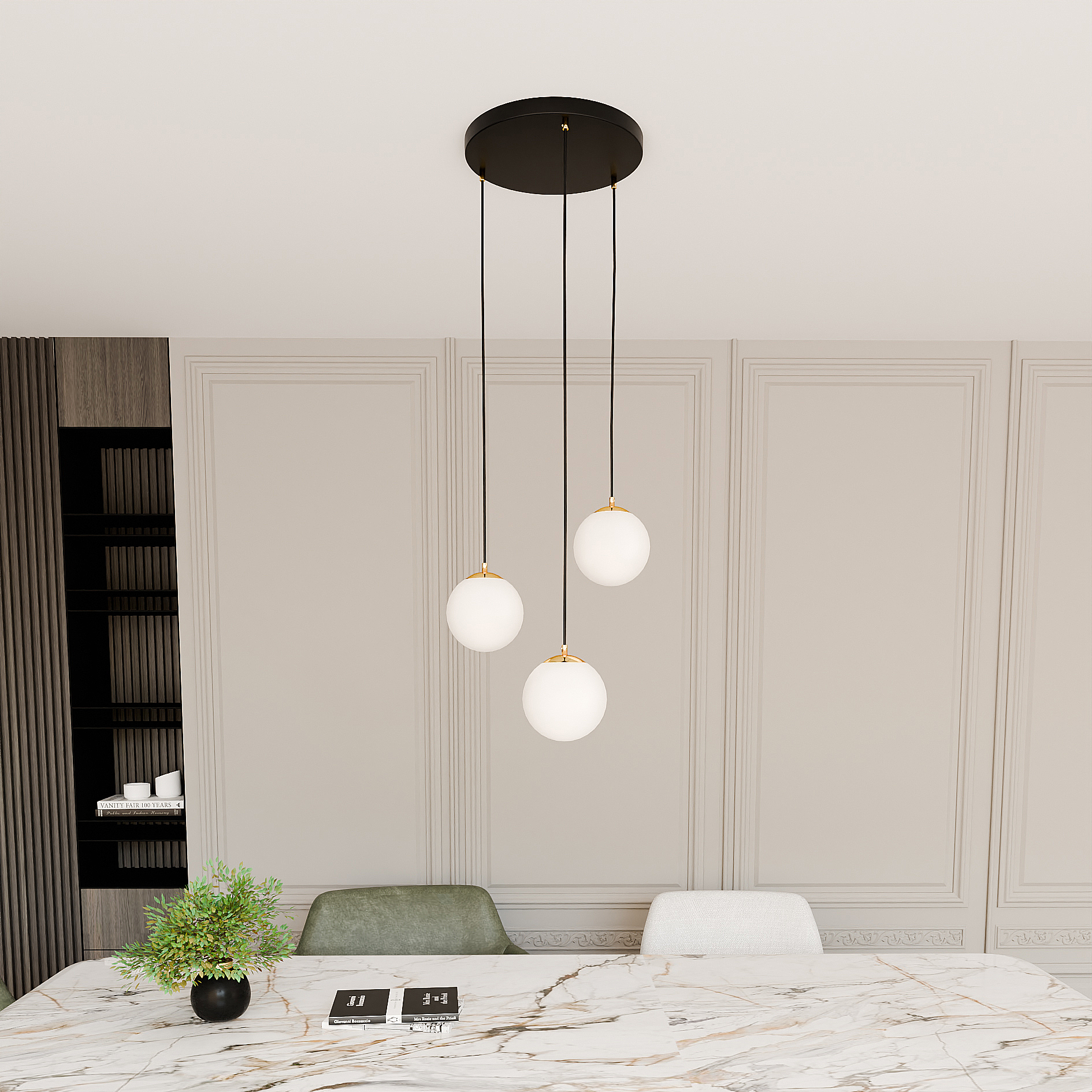 Emibig Royal lampa wisząca 3x W czarna-złota 1243/3