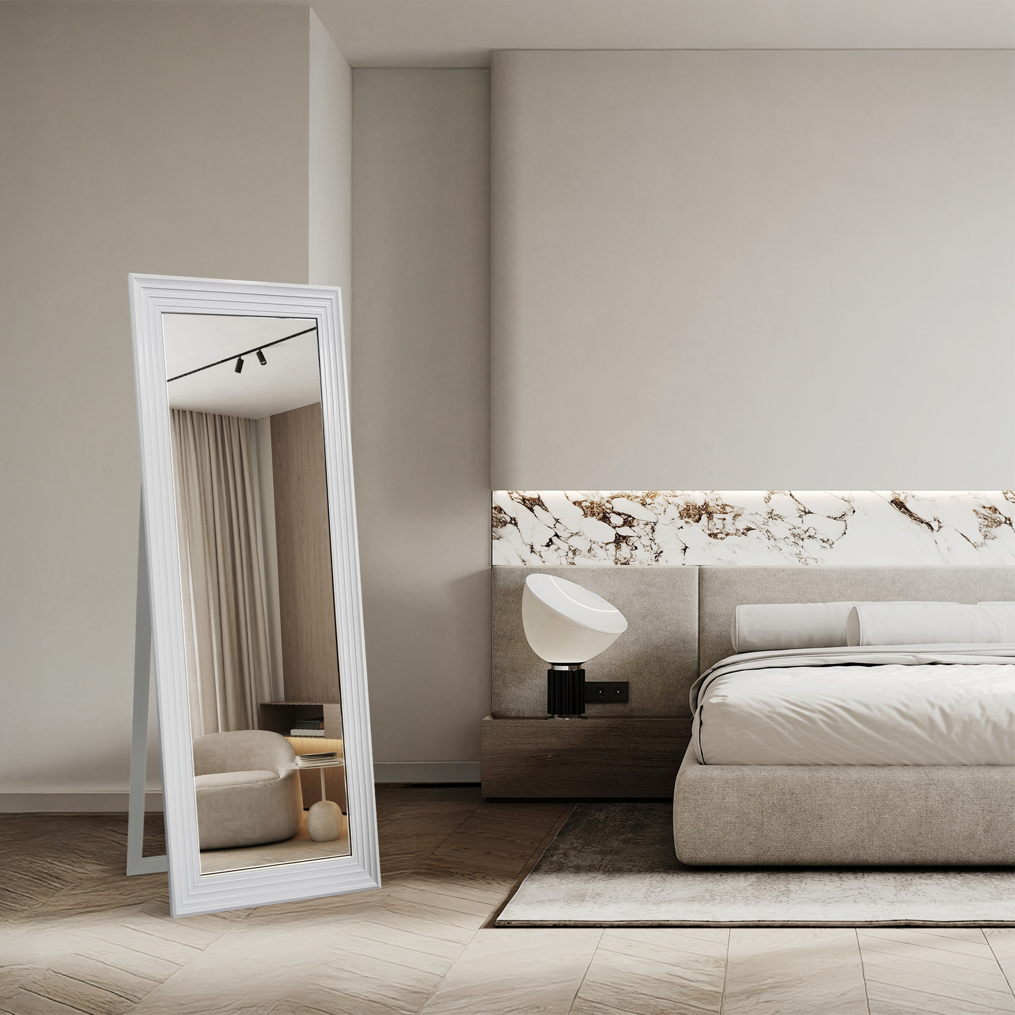 Ars Longa Malaga lustro stojące 64,6x174,6 cm prostokątne białe LS-MALAGA50160-B
