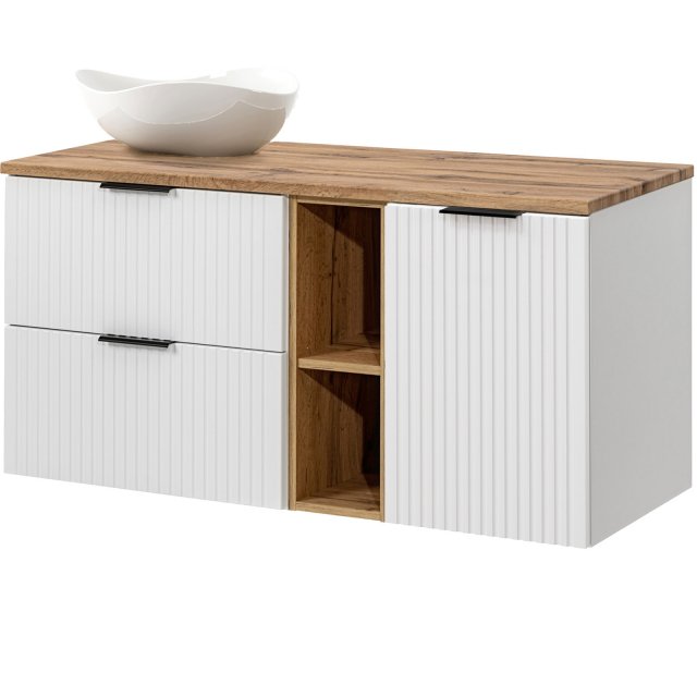 COMAD Zestaw mebli ADEL WHITE 3 szafki z blatem WOTAN 120 cm, umywalk