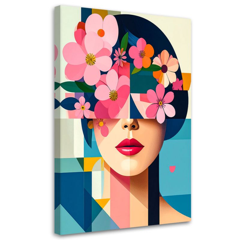 Obraz nowoczesny Feeby Kobieta z kwiatami na głowie w stylu bauhaus 40x60cm 1szt