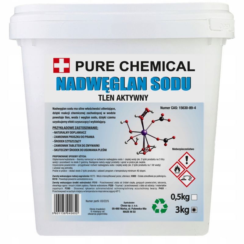 Nadwęglan sodu Pure Chemical aktywny tlen do prania i czyszczenia 3 kg. 1 szt.