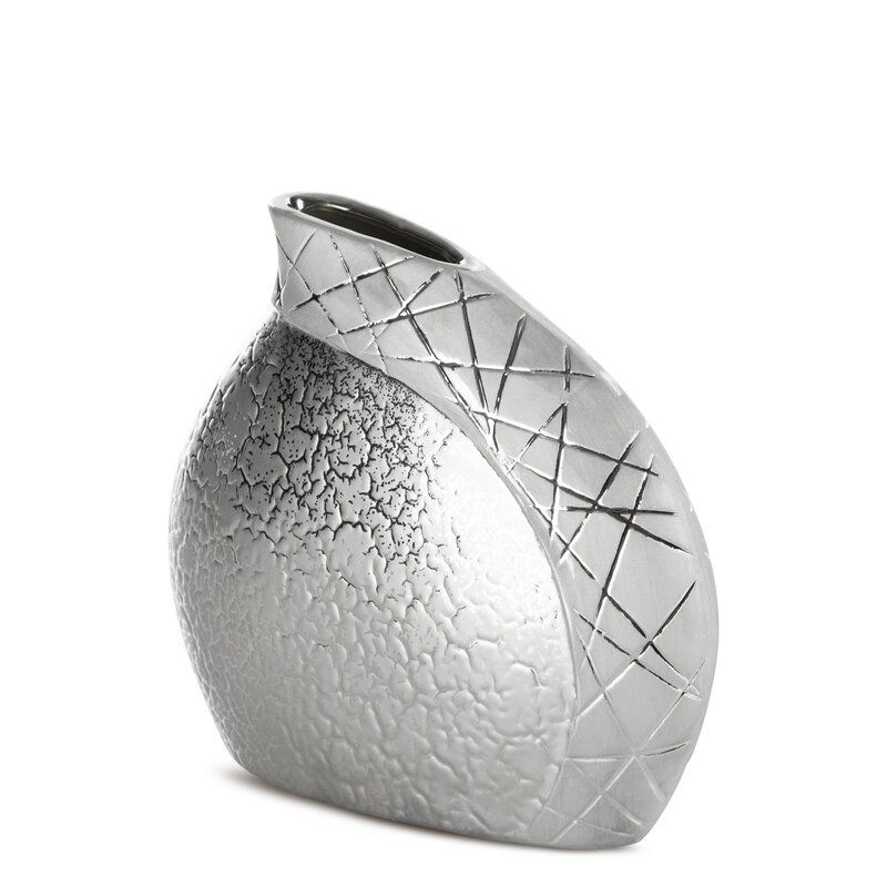 Wazon ceramiczny Eurofirany 20 x 8 x 19 cm srebrny 1 szt.
