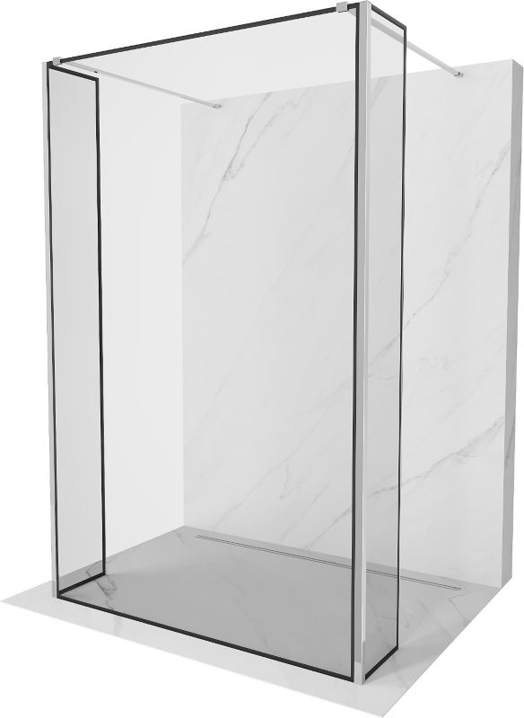 Ścianka prysznicowa wolnostojąca Mexen Kioto czarny wzór 110x30 cm 3 szt.