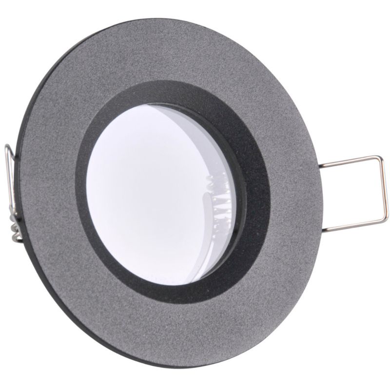Oprawa sufitowa wpuszczana Polux Boras łazienkowa czarny mat 1 x MR16 x 8W IP44 wym: 4 x 8 x 8 cm okrągła - 1 szt.