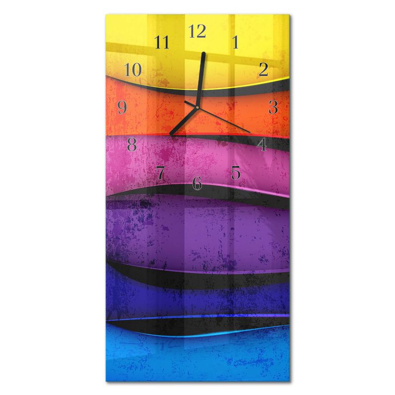 Zegar Ścienny Tulup 30x60 cm z Czarnymi Wskazówkami Kolorowe Paski 1 szt.