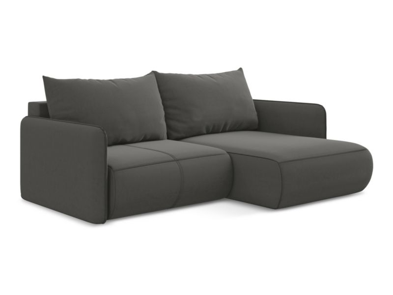 Narożnik prawostronny z funkcją spania LaMiaSofa PALERMO z tkaniny welwetowej 207x148 cm stalowy 1 szt.