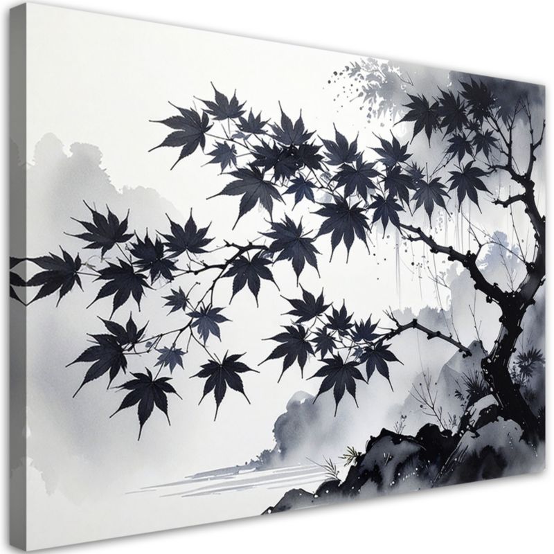 Obraz do salonu sypialni kuchni biura Feeby Czarne liście klonu 30x20cm 1szt