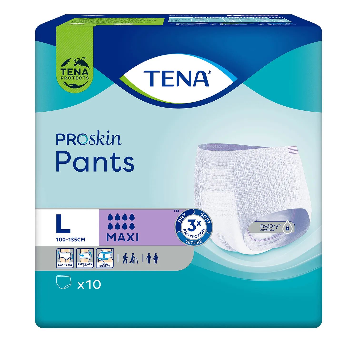 Tena pants proskin - majtki chłonne maxi l, 10 sztuk