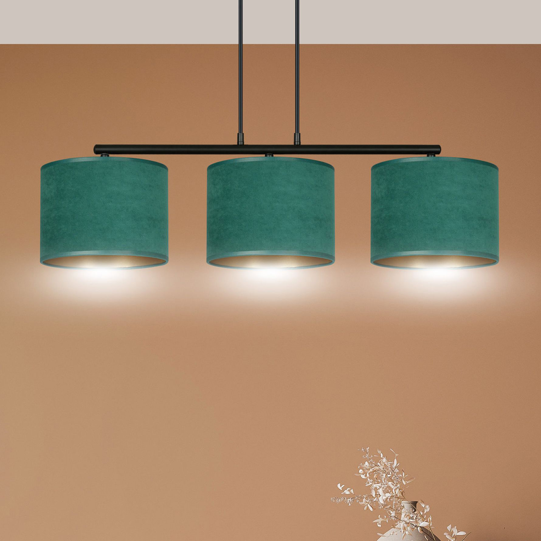 Emibig Hilde lampa wisząca 1x15 W czarna-zielona-złota 1051/3