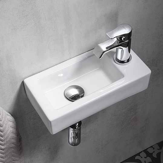 Sapho Small Zoe umywalka 37x18 cm ścienna prostokątna prawa biała AR495 - Wysyłka w 24h