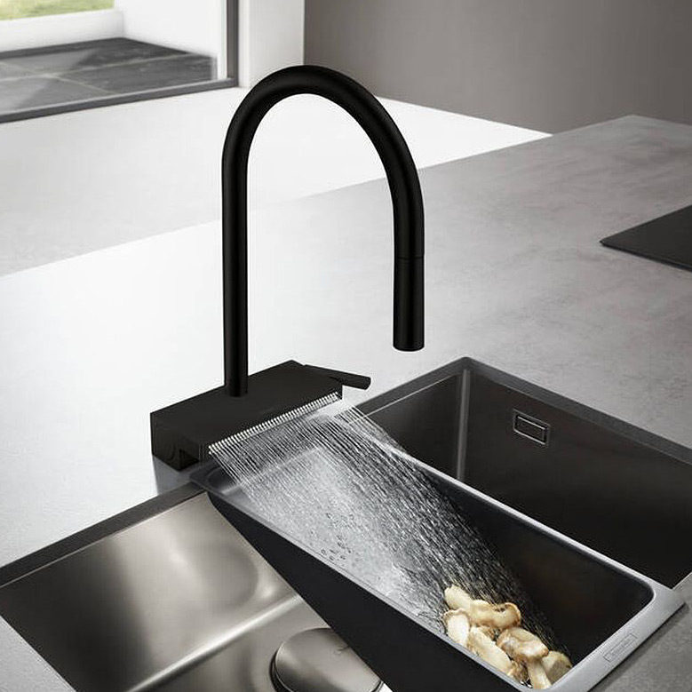 Hansgrohe Aquno Select M81 bateria kuchenna stojąca czarny mat 73831670