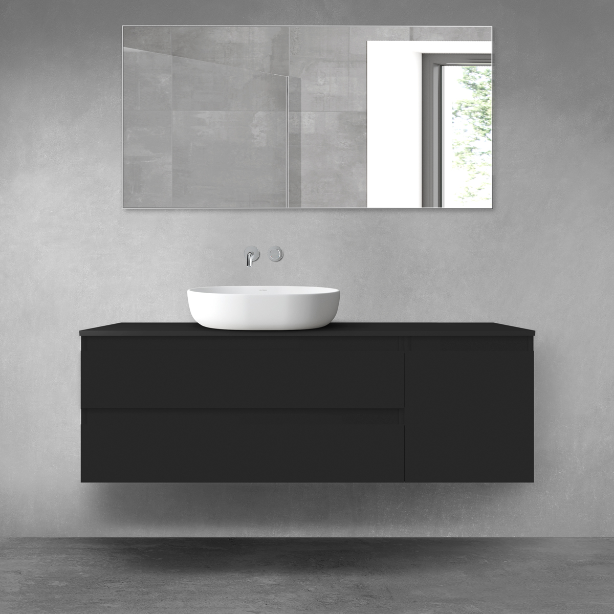 Darmowa Dostawa - Zestaw mebli łazienkowych 140x46.4x48.6 cm podumywalkowa wisząca czarna Oltens Vernal 68262300