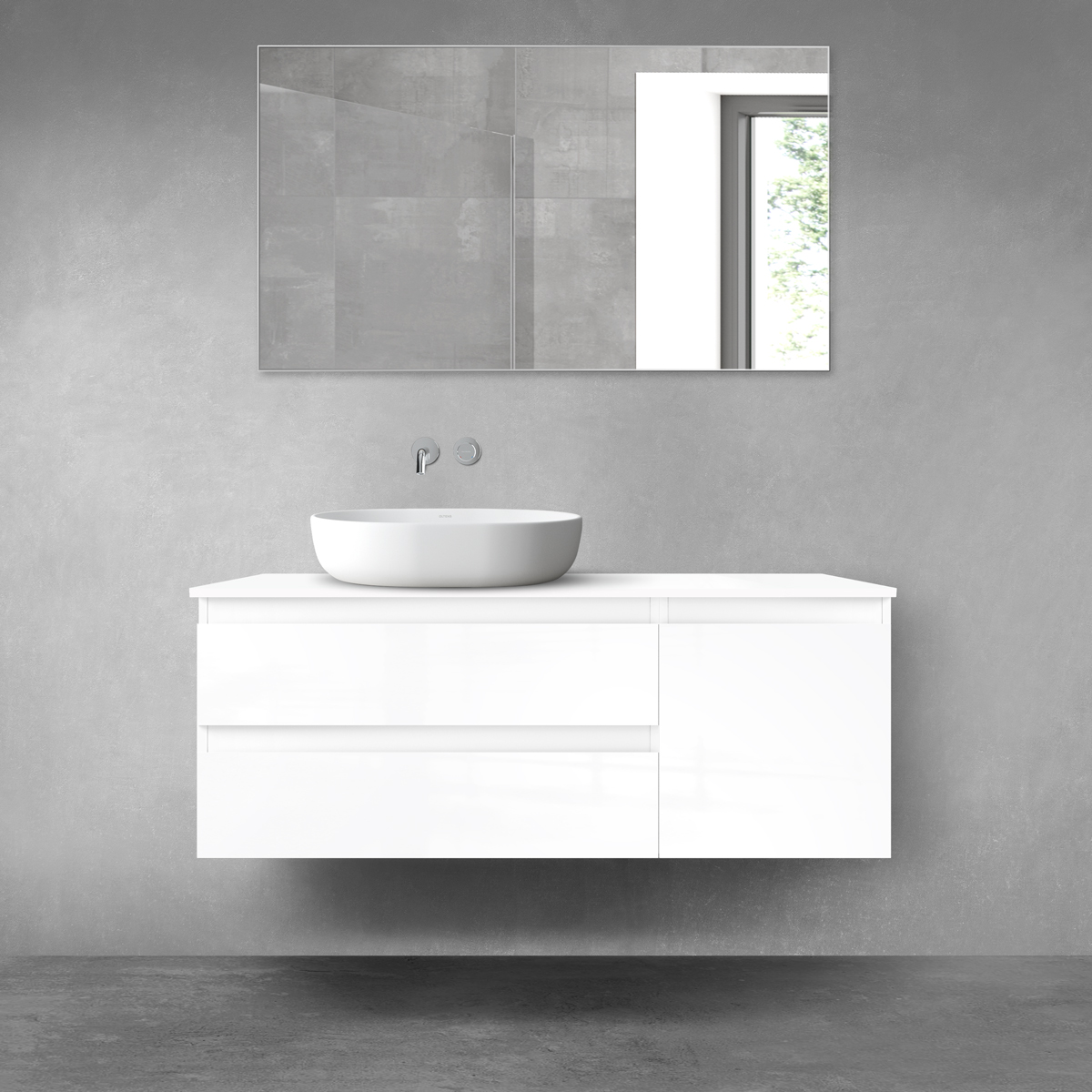 Darmowa Dostawa - Zestaw mebli łazienkowych 120x46.4x48.6 cm podumywalkowa wisząca biała Oltens Vernal 68208000
