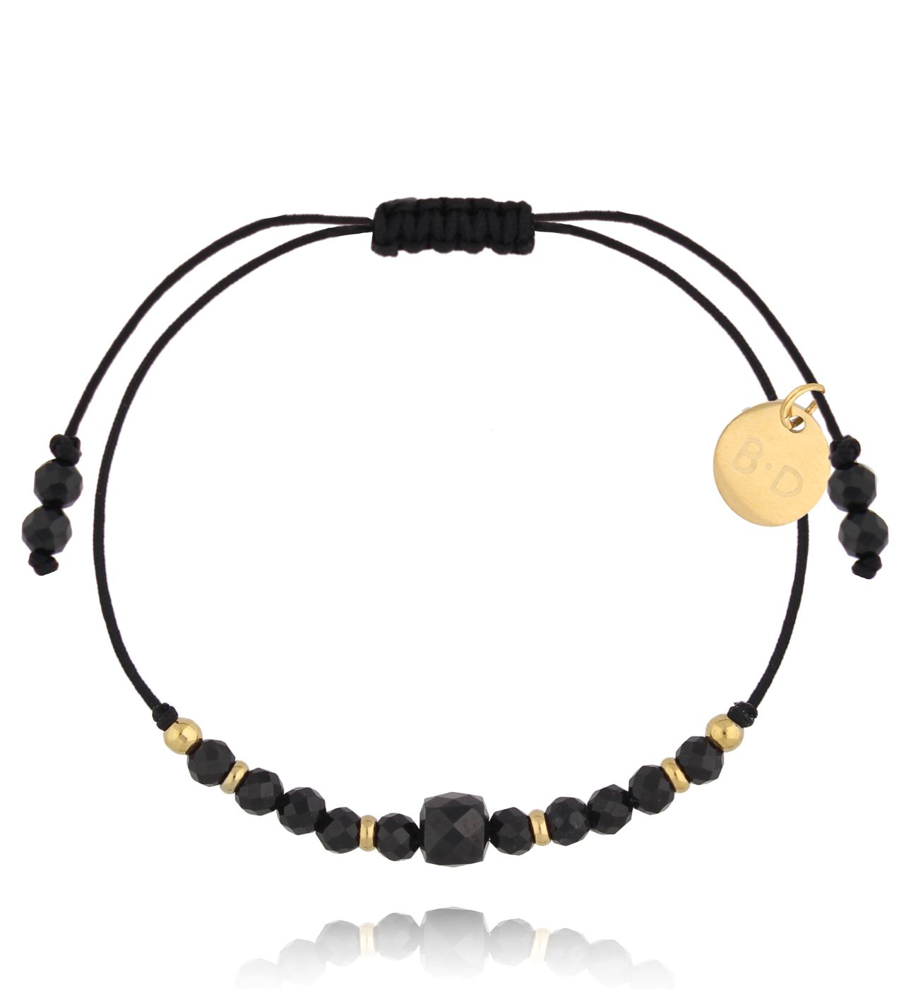 Bransoletka czarna z kamieniami naturalnymi Galena BMT0026 - By Dziubeka
