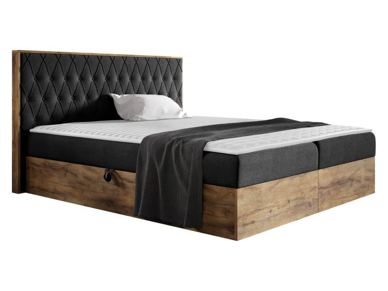 Łóżko kontynentalne MIRJAN 24 Wood 6 200x200 dąb lancelo/antracytowy 1 szt.