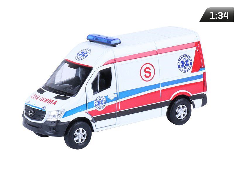 Model 1:34, Mercedes-Benz Sprinter AMBULANS, biały (A884MBSAMB), Carmotion, 1 szt.