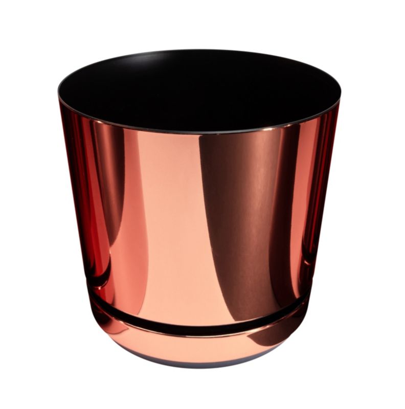Doniczka z podstawką Kerd 18 cm wzór 084 ŁOSOSIOWY nowoczesna elegancka różowo pomarańczowa glamour wysoki połysk 1 szt.
