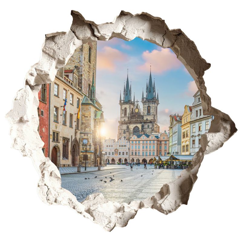 Naklejka dekoracyjna 3D Wallfluent Rynek miasta 130x123 cm Samoprzylepna Minimalizm 1 rol.
