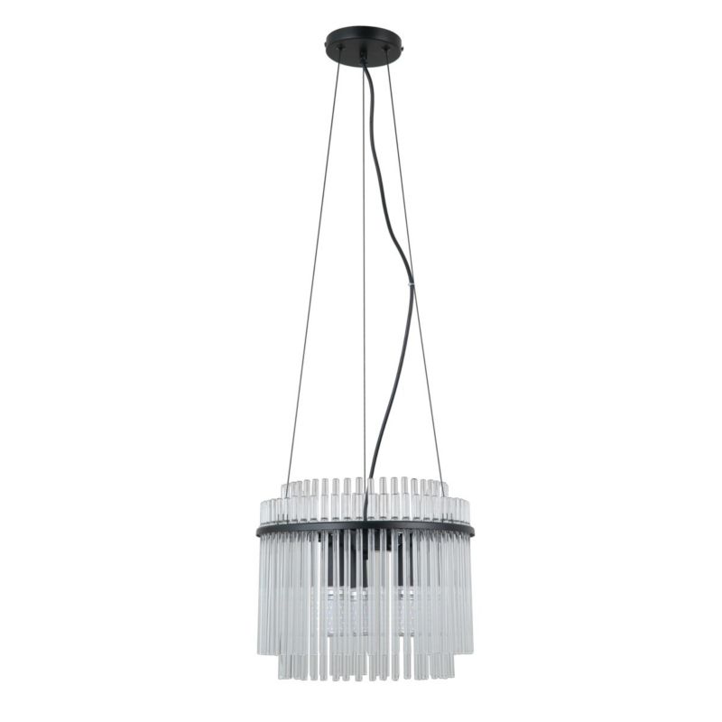 Lampa wisząca szklane patyczki Italux Bonte czarny mat 3xE14x40W IP20 wym:120x32x32cm - 1 szt.