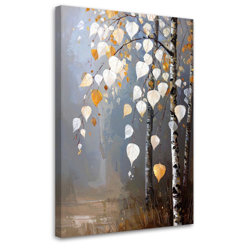 Obraz do salonu sypialni kuchni biura Feeby Las brzozowy natura liście 60x90cm 1szt