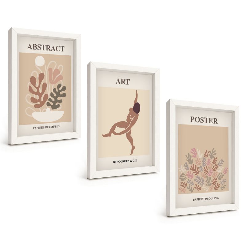Zestaw Obrazów 3 Częściowy ArtPrintCave Białe Ramki 20x30 cm Dekoracja do Sypialni Stylowe kompozycje Matisse 1 kpl.