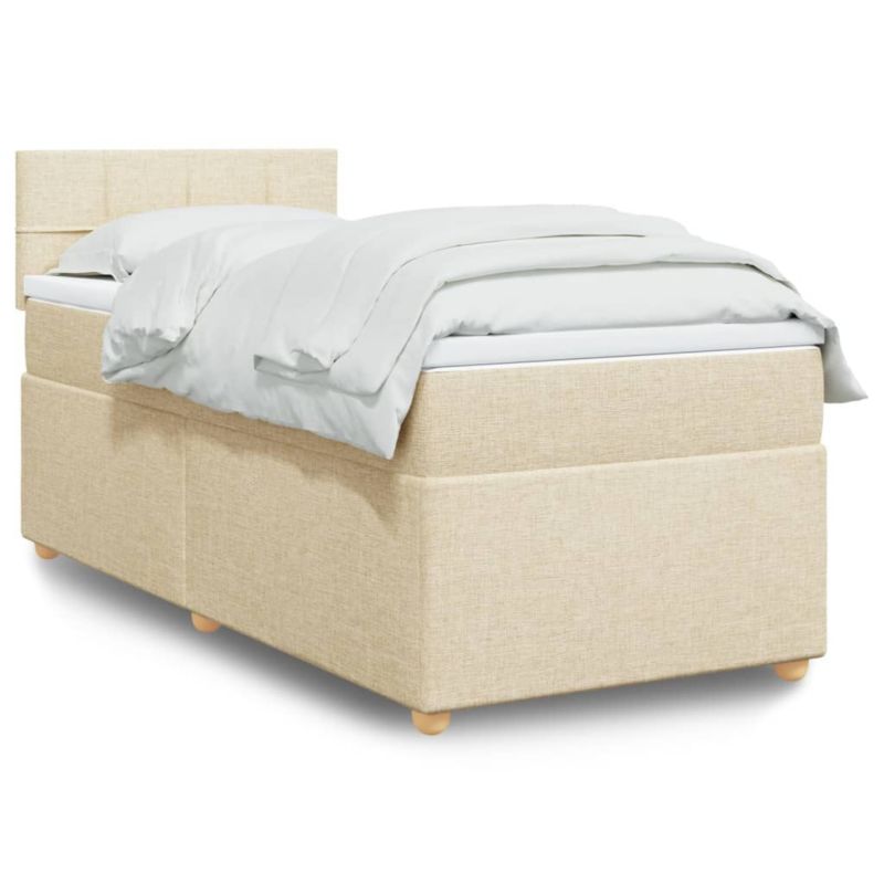 Łóżko z materacem WaszeMeble 80x200 cm Kremowy tkanina z LED WM-3288812 1 szt.
