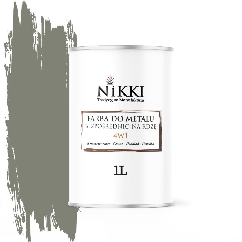 Farba do Metalu Antykorozyjna 4w1 NIKKI Cementowy szary RAL7033 Półmat 1L
