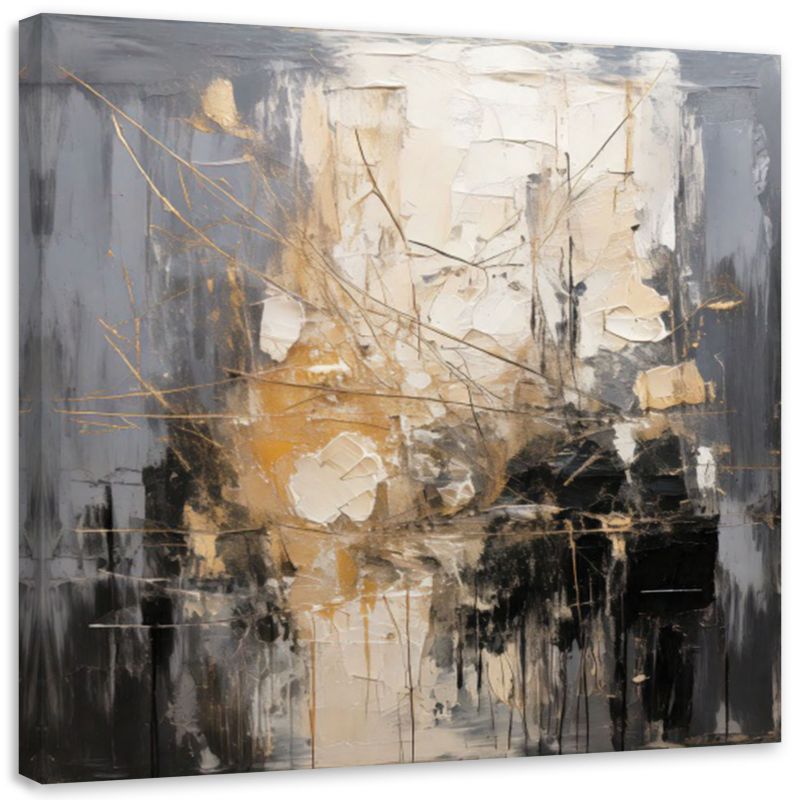 Obraz Feeby Abstrakcja Technika Impasto Szarość 30x30cm 1szt