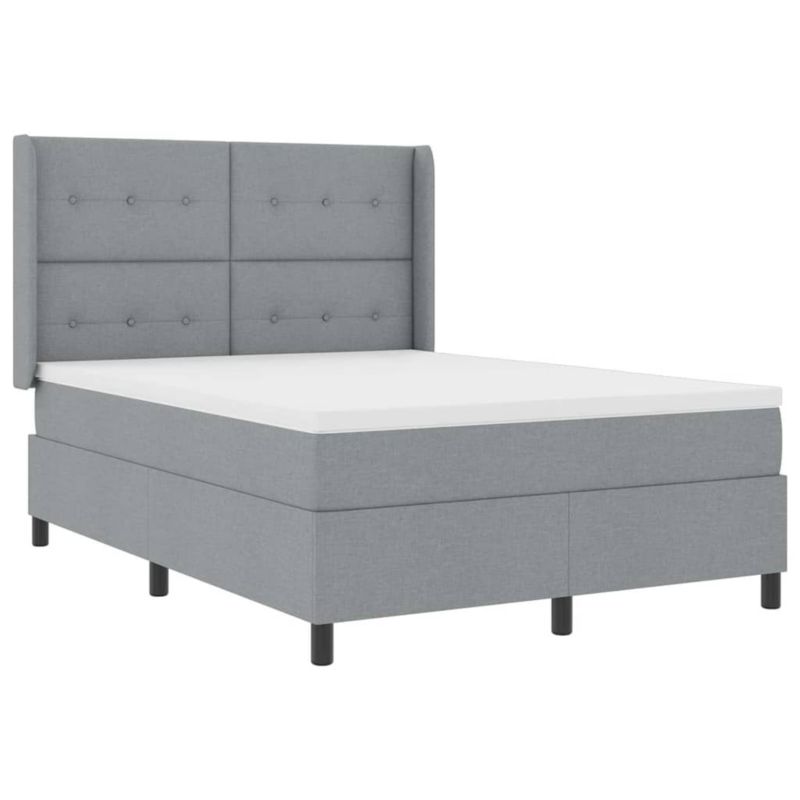 Łóżko z materacem WaszeMeble 135x190 cm Jasnoszary tkanina WM-3341637 1 szt.
