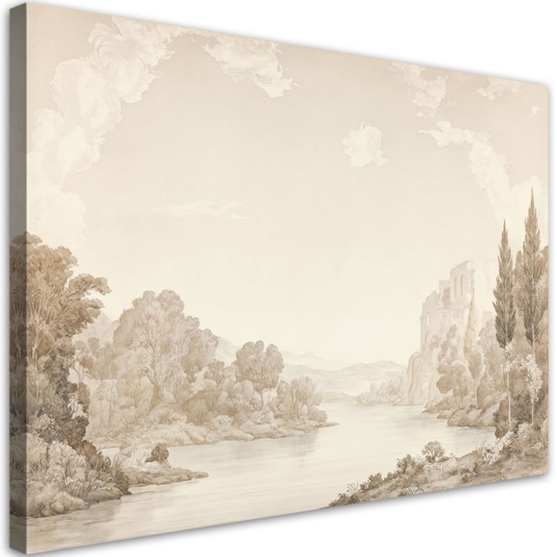 Obraz do salonu sypialni Feeby Krajobraz Rzeka Sepia 90x60cm 1szt