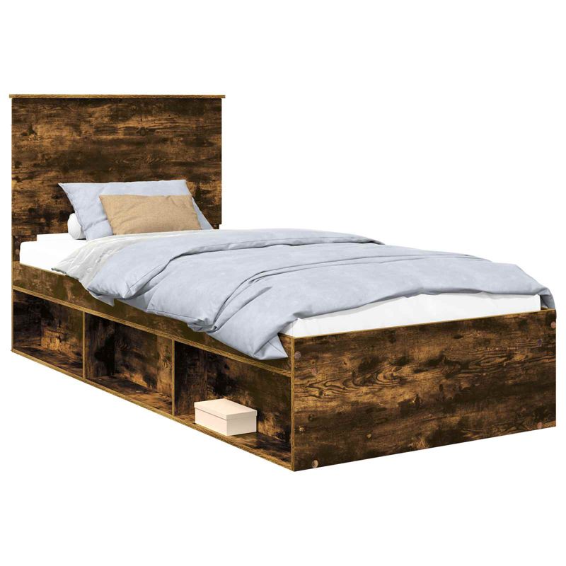 Łóżko Drewniane WaszeMeble z Pojemnikiem 100x200 cm Brązowe WM-3409394 1 szt.