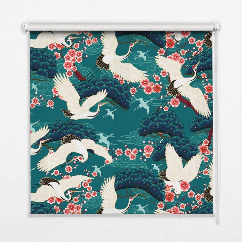 Roleta Do Salonu Tulup 130x140 cm Stado Żurawi Montaż do ściany/sufitu 1 szt.