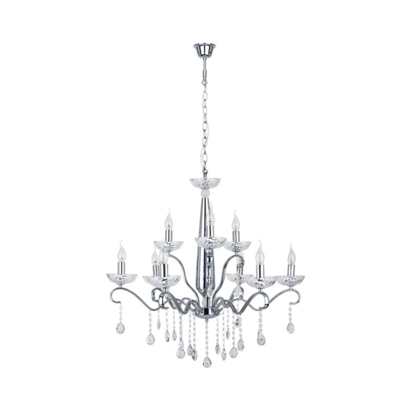 Lampa Wisząca SPOT Light 9xE14 Max.40W Eleganckie Połączenie Chromu i Transparentnego Szkła, 1 szt.