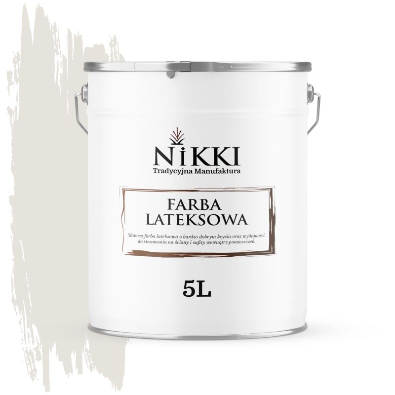Farba Lateksowa Wewnętrzna Ściany i Sufity NIKKI Biel złamana w szary H1276 Głęboki Mat 5L