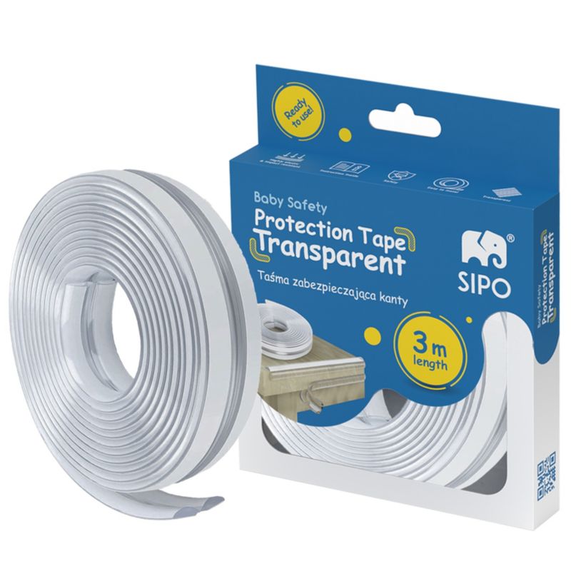 Taśma zabezpieczająca ostre krawędzie mebli SIPO, transparentna, materiał PVC, 3 m