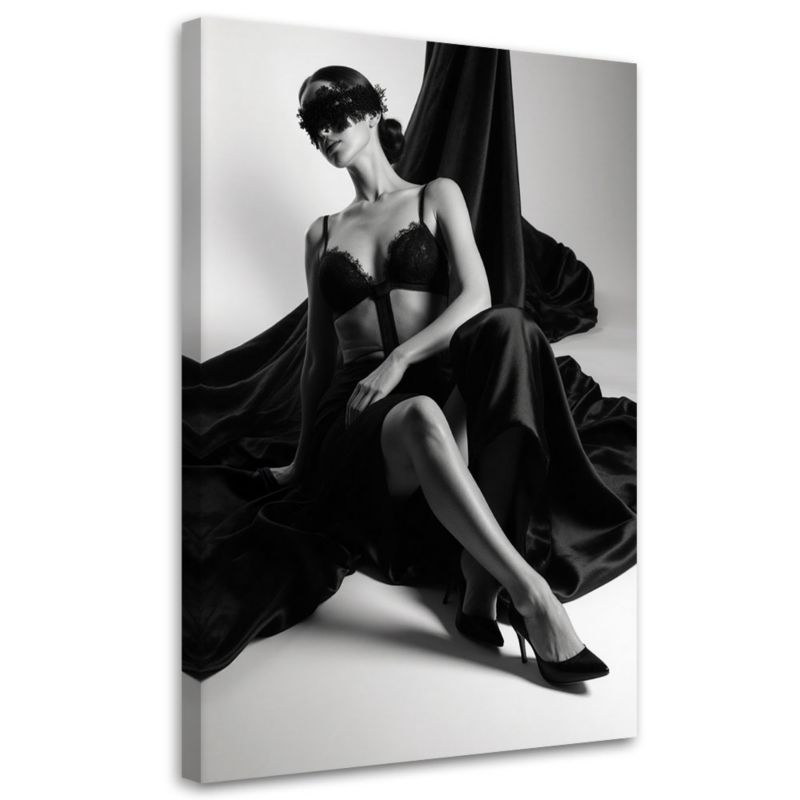 Obraz do salonu sypialni biura loftu Feeby Kobieta w czarnej opasce 40x60cm 1szt
