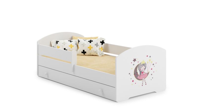 Łożko dziecięce Kobi LUK z szufladą i barierką 160x80 Kobi Śpiąca księżniczka 1 szt.