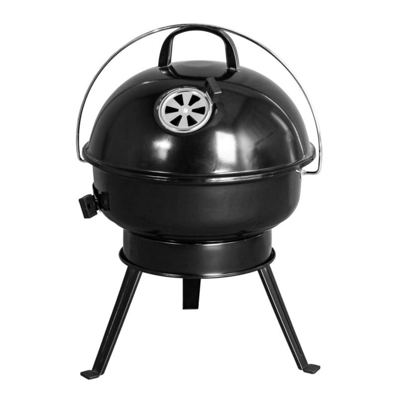 Grill węglowy Mirpol ze stali emaliowanej czarny z pokrywą 1 szt.