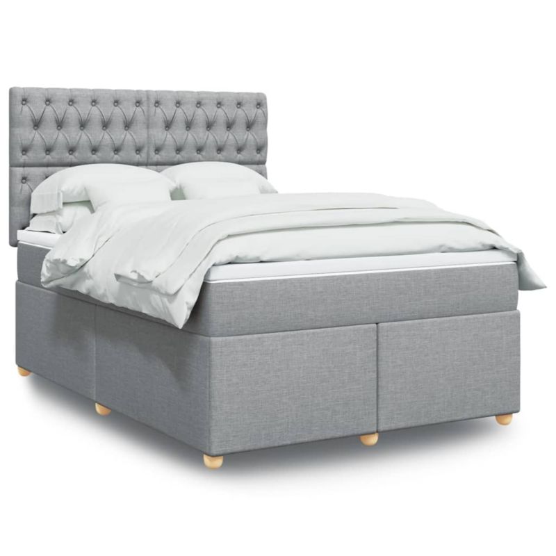 Łóżko z materacem WaszeMeble 160x200 cm Jasnoszary tkanina z LED WM-3293638 1 szt.