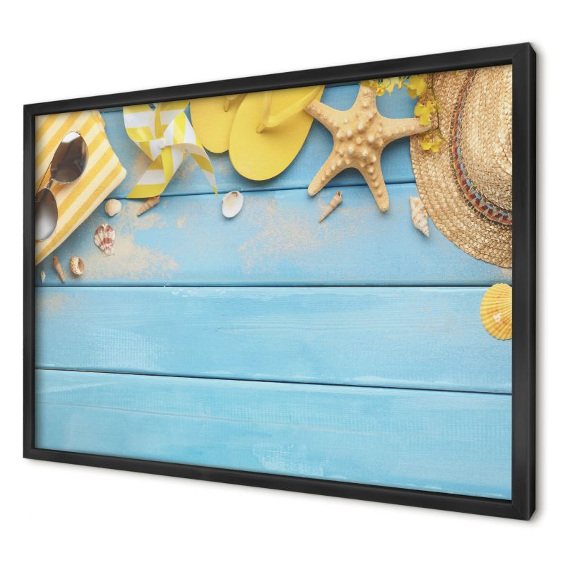 Dekoracyjna tablica magnetyczna Wallfluent 60x40 Plażowy klimat w czarnej ramie 1szt