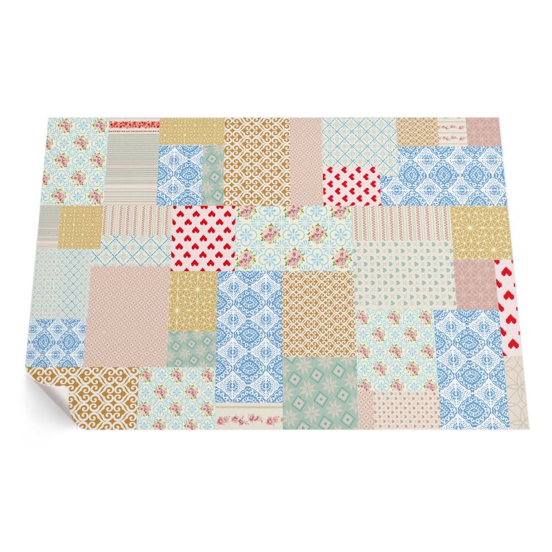Zewnętrzny Dywan Winylowy ArtPrintCave 140x210 cm Patchwork różne kawałki imitacja tkaniny 1 szt.