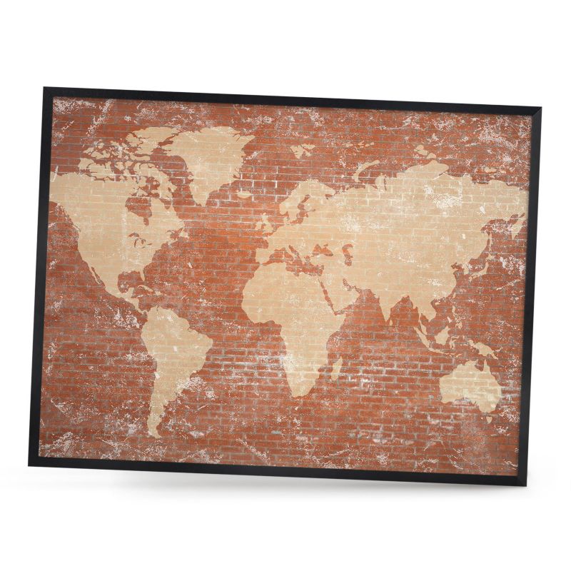 Tablica magnetyczna do salonu ArtPrintCave 80x60 Ceglana mapa w czarnej ramie 1szt