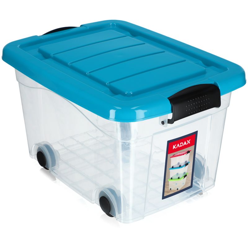 Pojemnik KADAX Organizer Pudełko Zabawki Na Kółkach 20L Niebieski 1 szt.