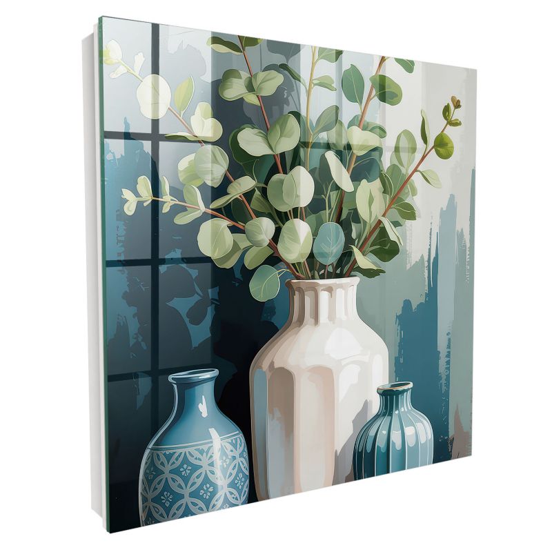 Pudełko Na Klucze Tulup 30x30 cm Wazony i liście - Biała - Otwierana na prawo 1 szt.