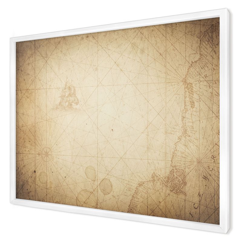 Tablica magnetyczna dekoracyjna Wallfluent 70x50 Antyczna mapa w białej ramie 1szt