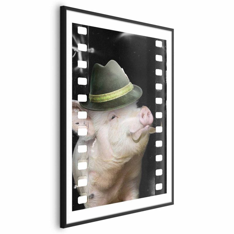 Plakat Artgeist Świnia z wąsami 60x90 cm z ramą czarną 1 szt